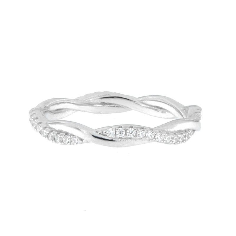 Diamond Twist Band in White Gold and Silver