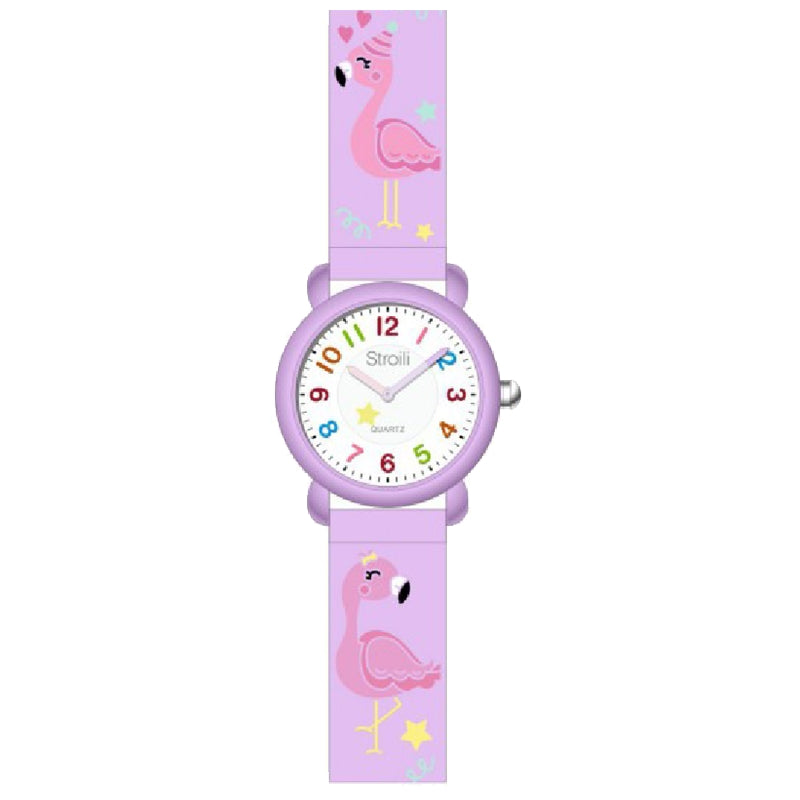 Lavender Playful Flamingo Quartz Timepiece