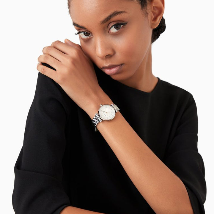 Emporio Armani Silver Crystal Analog Watch