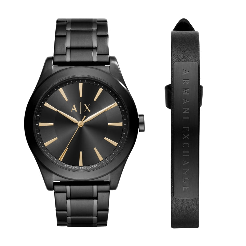 Armani Exchange Black & Gold Analog Watch