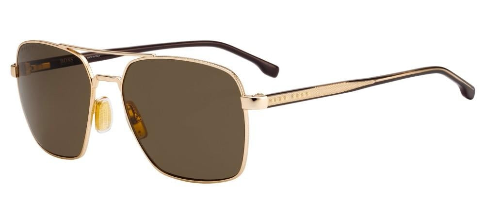 Timeless Gold-Toned Square Aviators with Brown Lenses