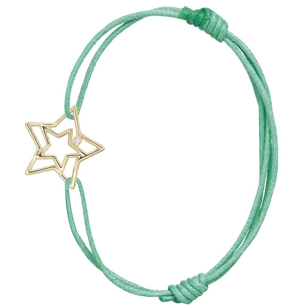 Celestial Charm Cord Bracelet in Mint Green