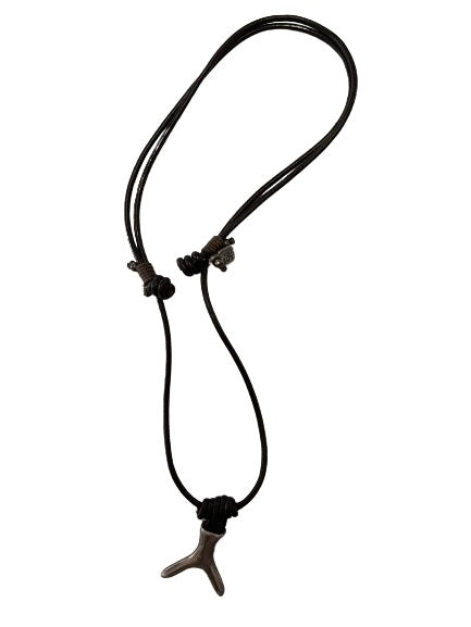 Bold Silver Pendant on Black Leather Cord