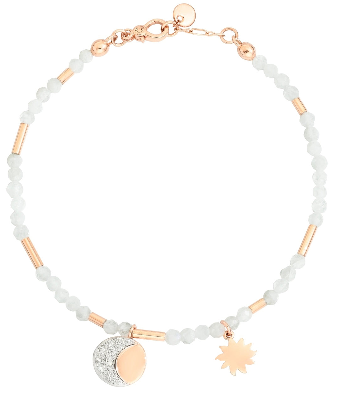 Rose Gold Charm Bracelet with Crystal & Faceted Beads