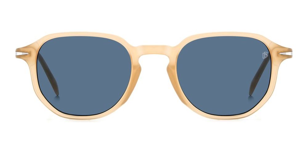 Sleek Light Beige Acetate Frame with Blue Lens