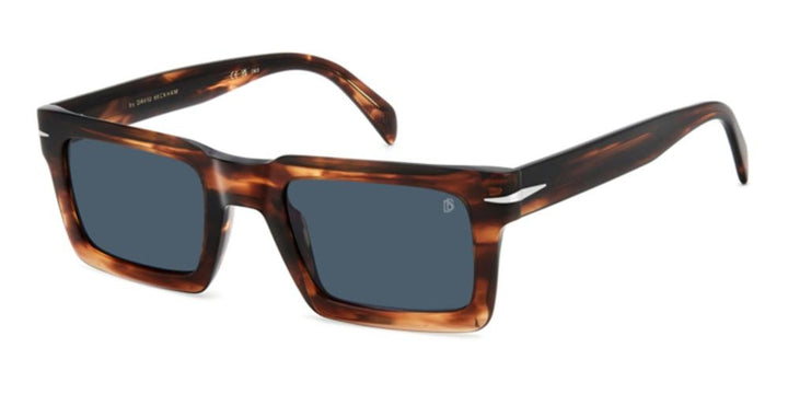 Tortoiseshell Rectangular Sunglasses with Dark Blue Lenses