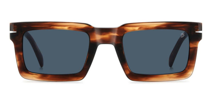 Tortoiseshell Rectangular Sunglasses with Dark Blue Lenses
