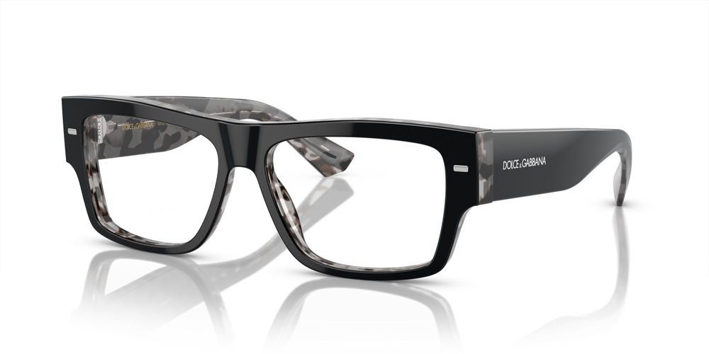Camouflage Elegance in Black Acetate Frames