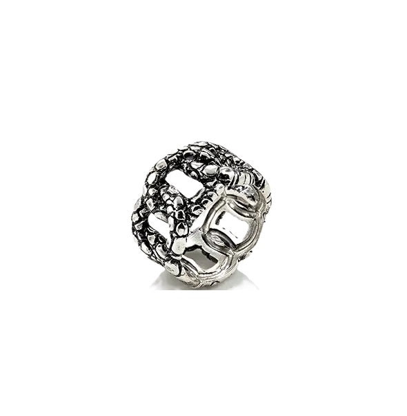 Modern Silver Bead Charm with Distinctive Detailing