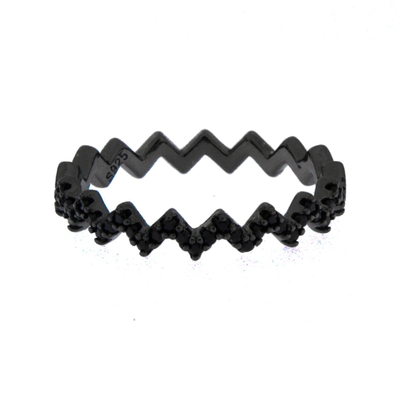 Midnight Edge Ring with Black Rhodium and Stones