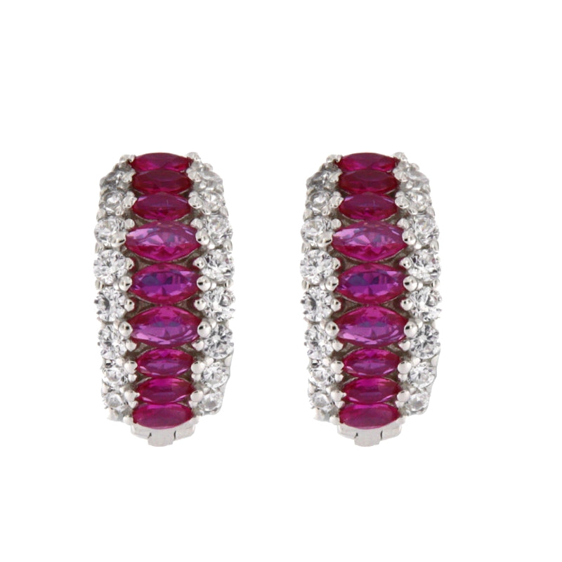 Radiant Ruby and Diamond Hoop Elegance
