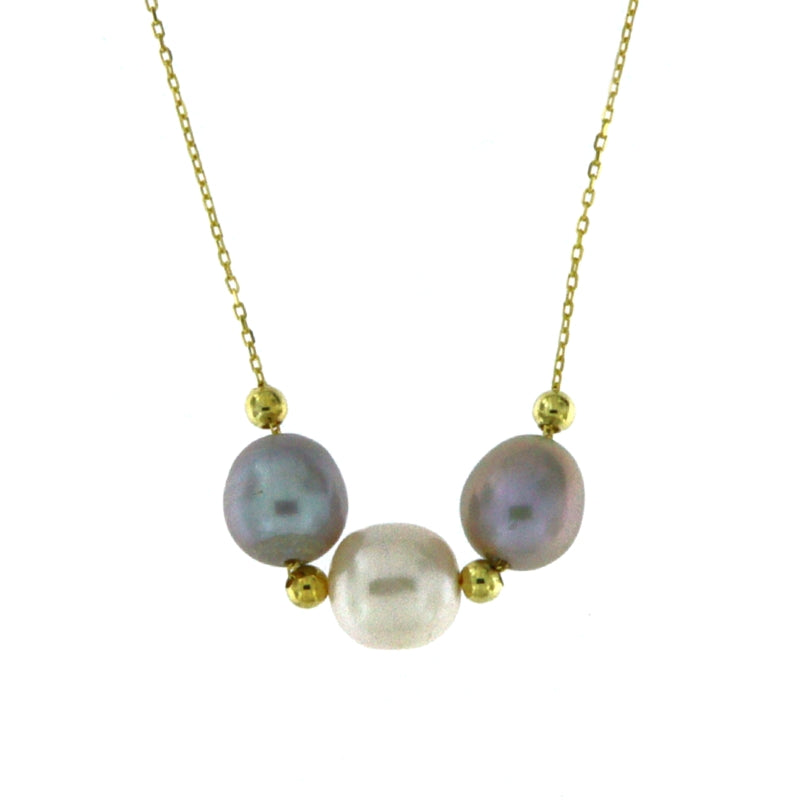 Ethereal Pearl Cascade Necklace with Gold Accents