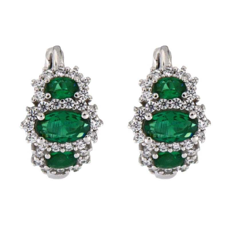 Emerald Radiance Earrings with Diamond Accents