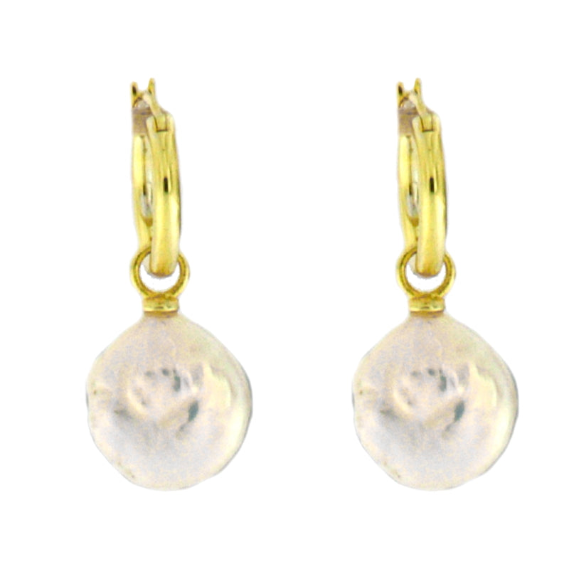 Elegant Gold Hoop Drop Earrings with Pearl Pendants