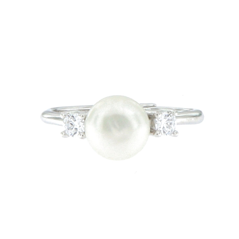 Timeless Pearl Elegance Ring with Sparkling Accents