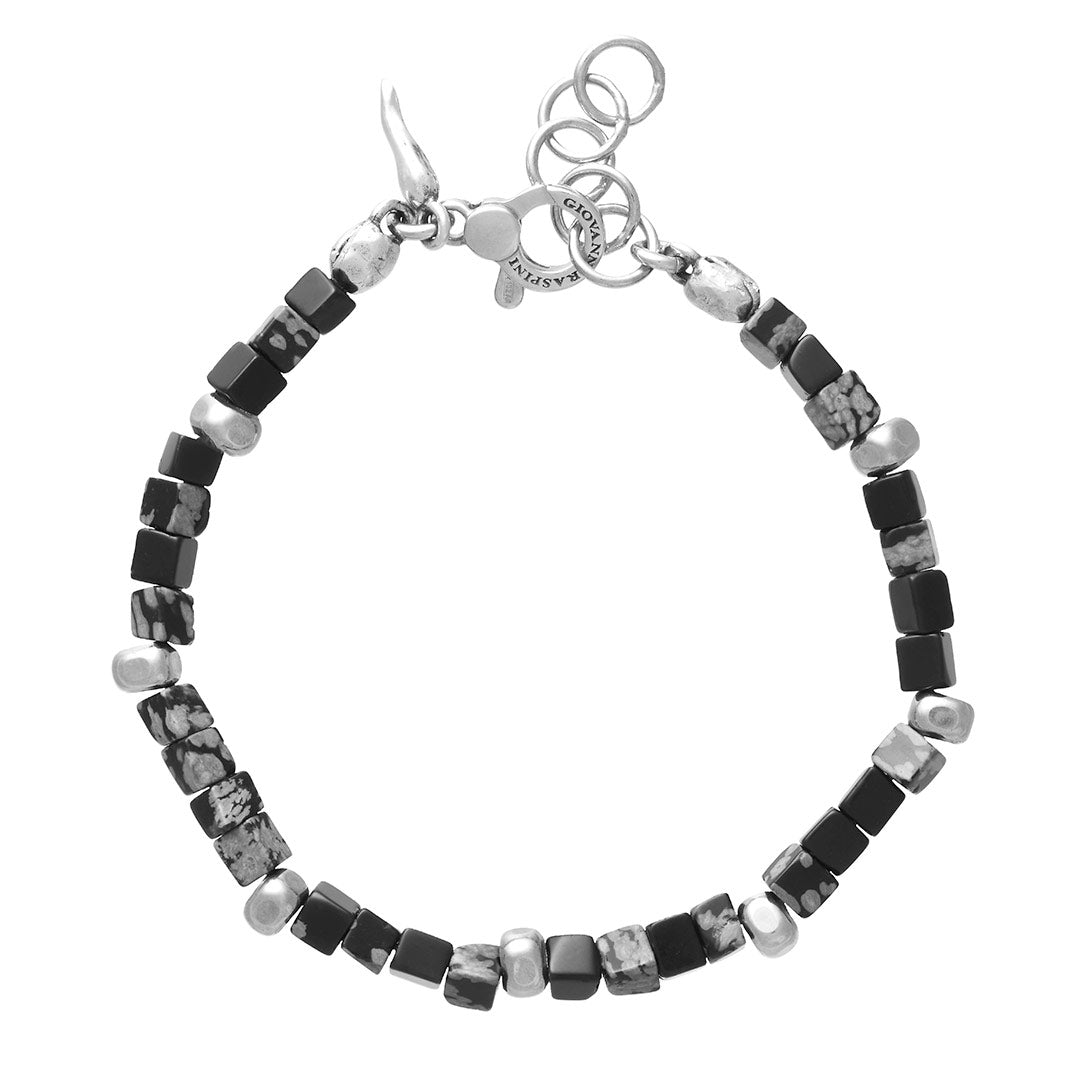 Modern Elegance Beaded Bracelet in Silver and Stone