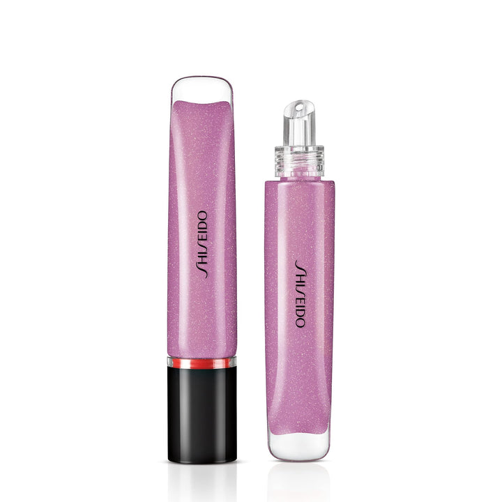 9 ml lilac gel lip gloss in wand tube, glossy translucent finish