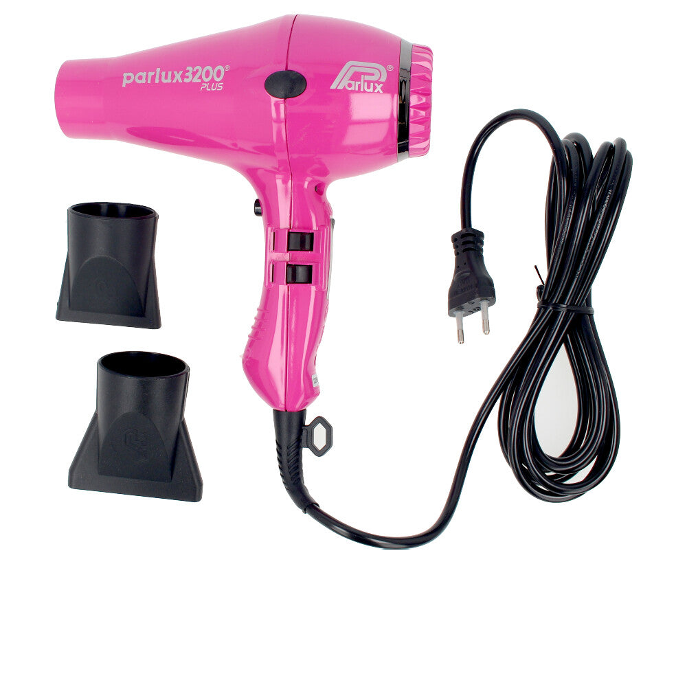 Fuchsia ultra-light professional hair dryer with two flat nozzles, 3 m cable, ergonomic handle