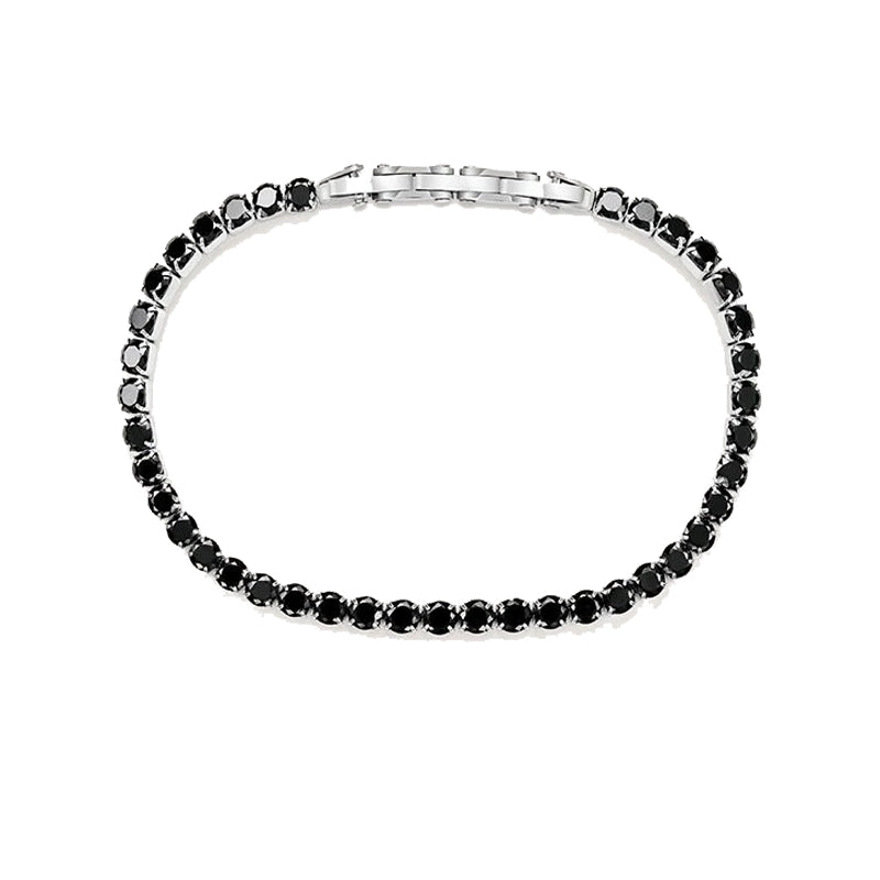 Midnight Elegance Black Gemstone Tennis Bracelet