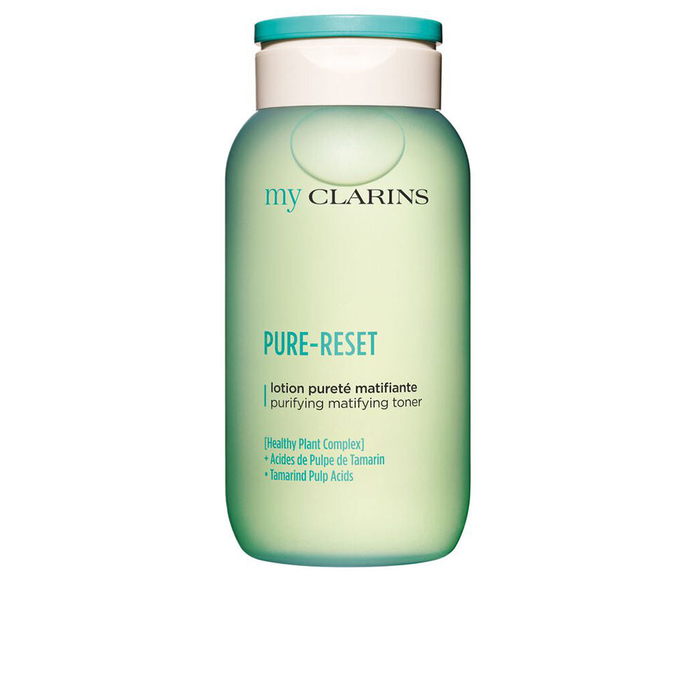 200 ml clear mattifying lotion bottle with coconut and alpine rose details