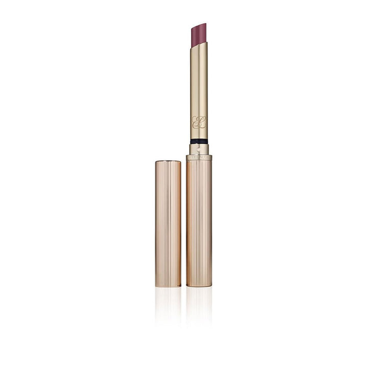 Striated rose-gold cased high-shine pink lipstick, creamy bullet, Unisex