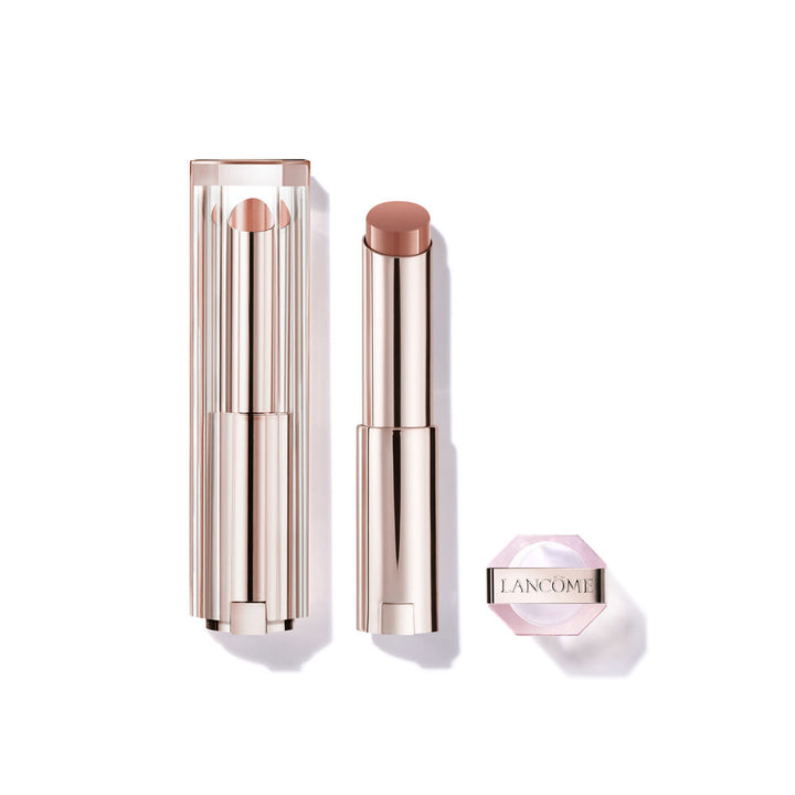 Slim gloss-style lip balm tube; sheer brown shade, glossy finish, 1 unit