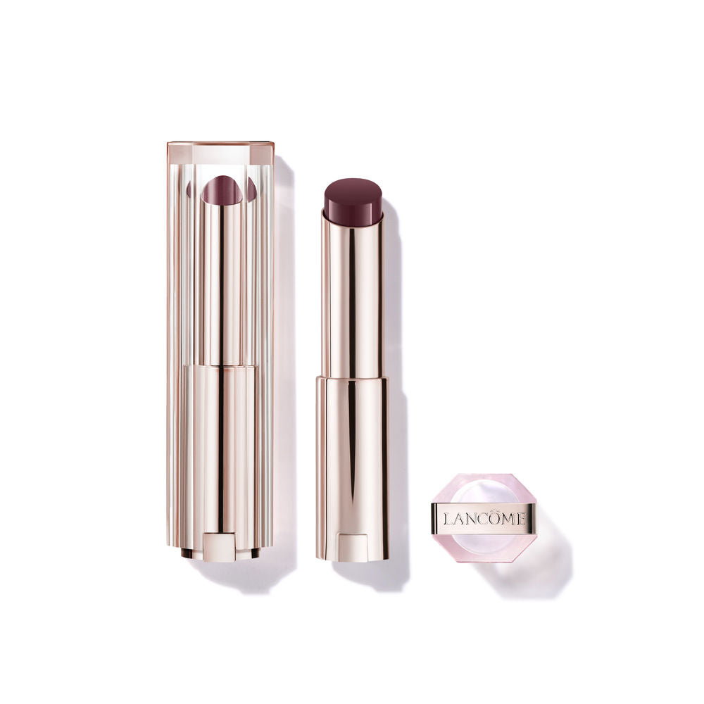 Sheer luminous lip balm tube, warm pink tint, glossy finish
