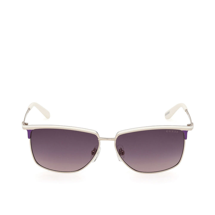 Beige rectangular metal sunglasses for Women, 56 mm lenses, slim temples