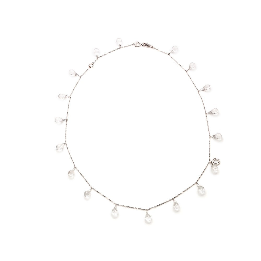 Delicate Silver Necklace with Crystal Drops