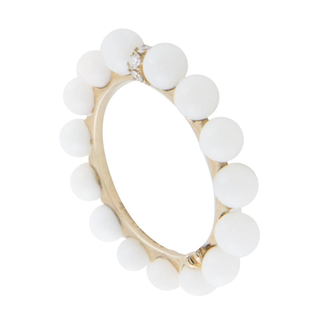 Radiant Harmony Gold and White Bead Ring