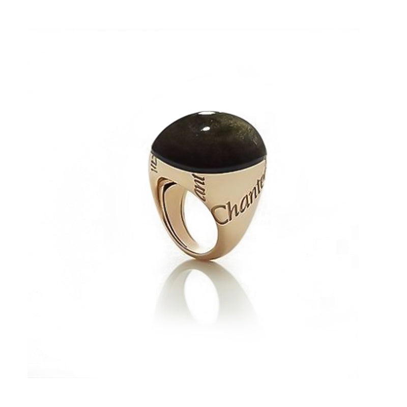 Timeless Rose Gold Signet with Dark Enamel Top