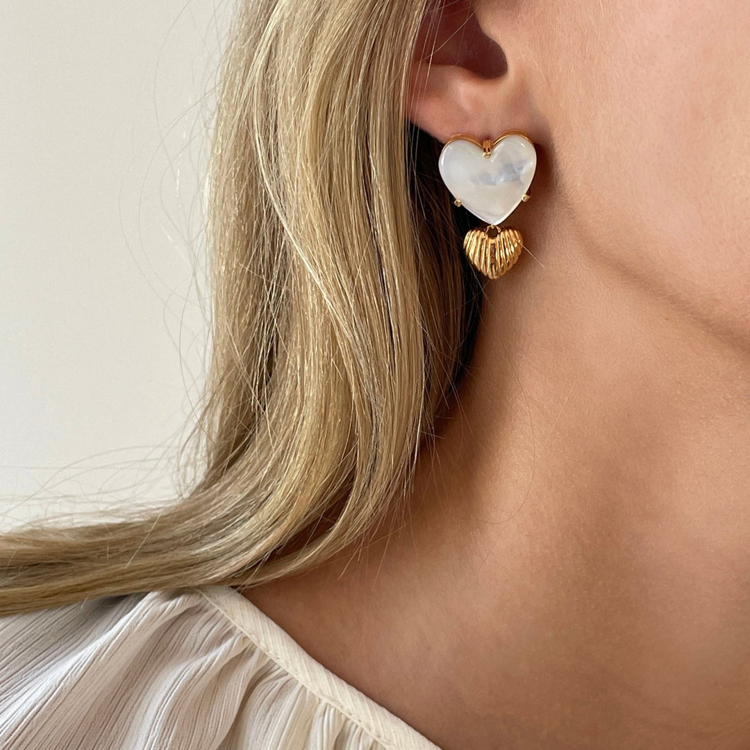 Radiant Heart-Shaped Mother of Pearl Drops