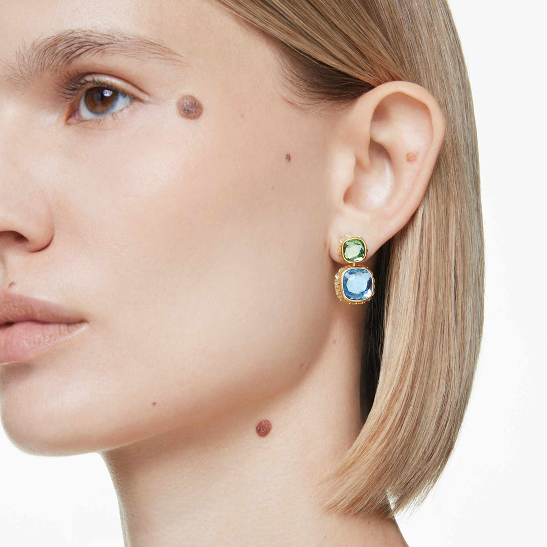 Radiant Faceted Gemstone Drop Earrings