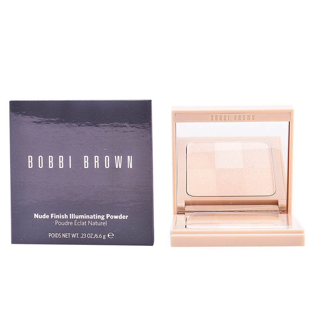 Bobbi Brown Compact illuminating powder in black plastic case with mirror and beige multi-shade powder