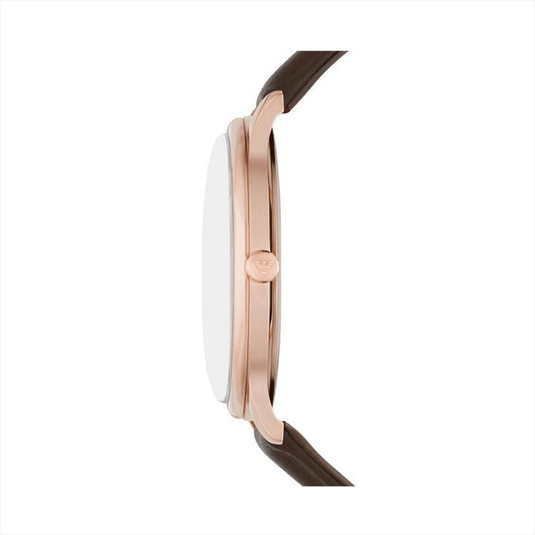 Emporio Armani Rose Gold Leather Watch