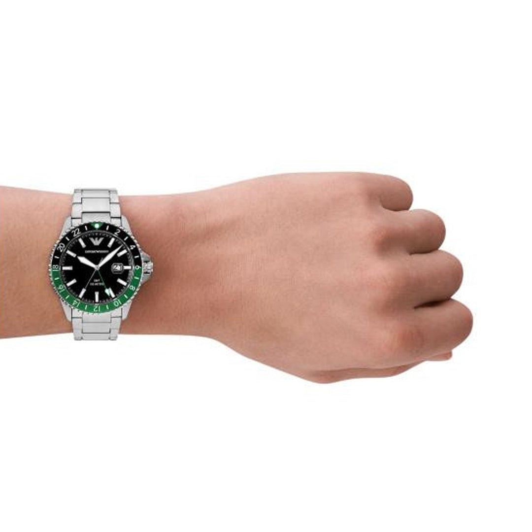 Emporio Armani Silver GMT Watch