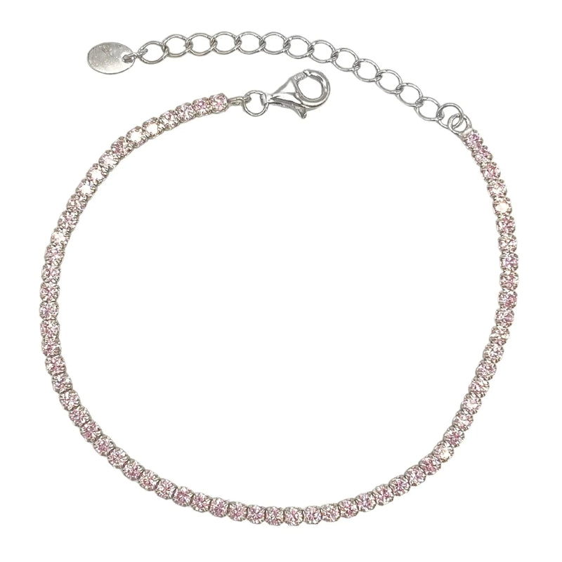 Delicate Pink Crystal Tennis Bracelet