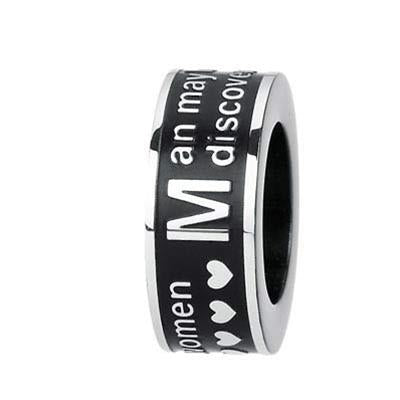 Bold Modern Ring with Black Enamel Contrast