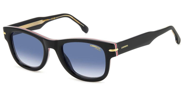 Bold Black Acetate Sunglasses with Blue Gradient Lenses