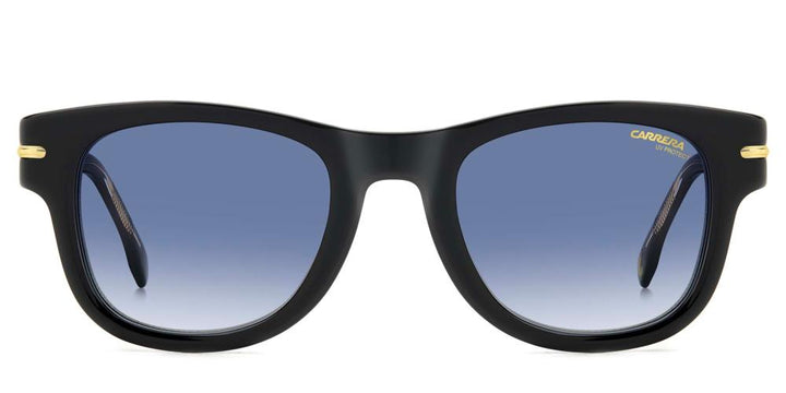 Bold Black Acetate Sunglasses with Blue Gradient Lenses