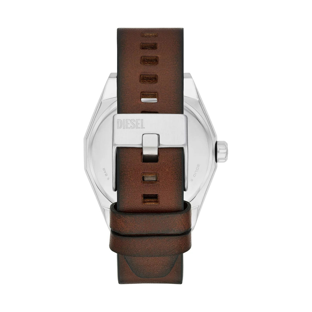 Bold Precision in Silver and Brown Leather