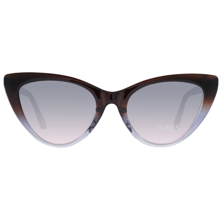 Guess women’s retro cat-eye sunglasses brown gradient to clear plastic frame with tapered brow and gradient lenses