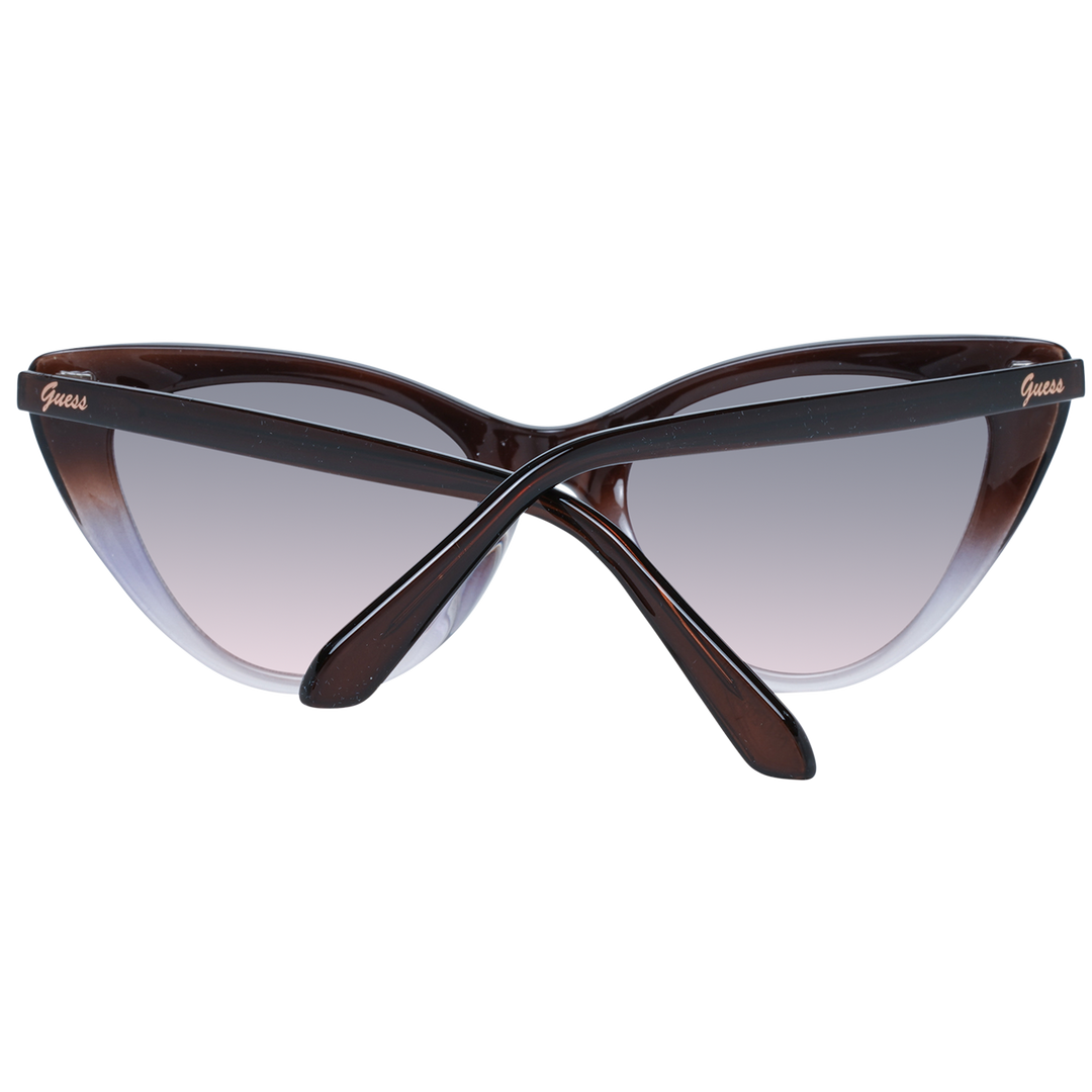 Guess women’s retro cat-eye sunglasses brown gradient to clear plastic frame with tapered brow and gradient lenses