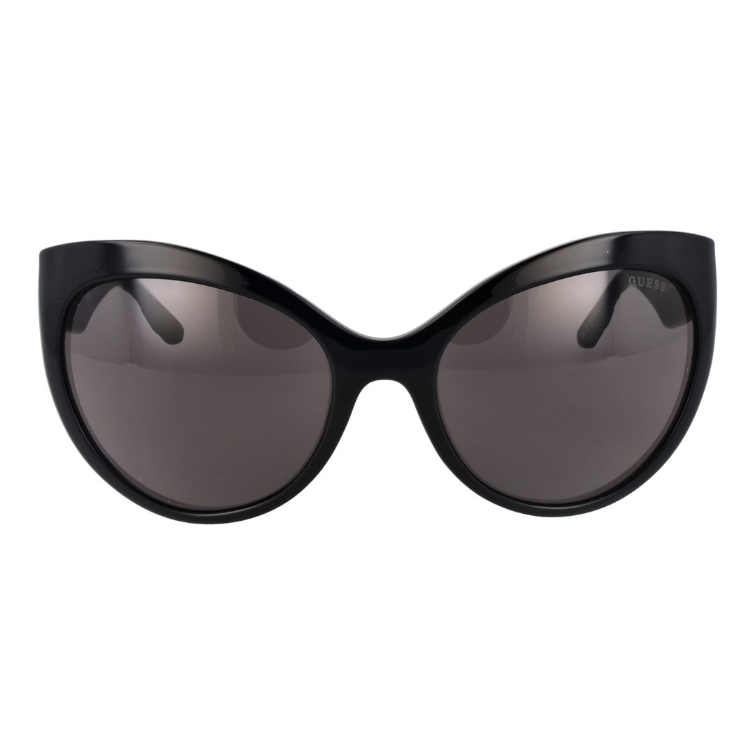 Black cat-eye sunglasses in plastic frame with embossed temples and tinted lenses for Women