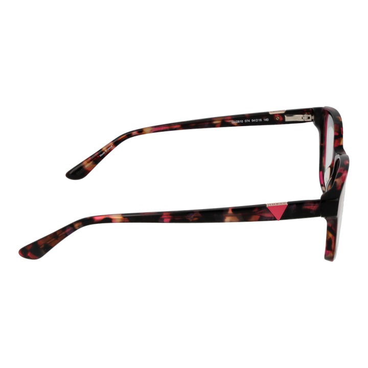 Tortoise shell rectangular eyeglasses for Women in plastic full-rim with pink temple accents and triangle detail
