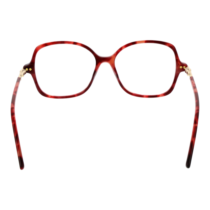 Red tortoiseshell square eyeglasses for Women with gold metal temples and lightweight plastic frame