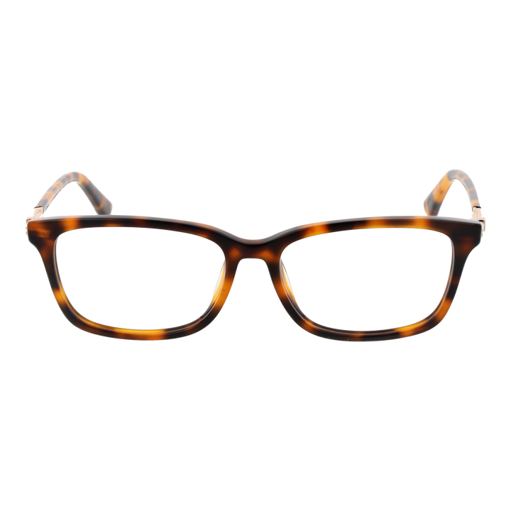 Tortoise shell rectangular eyeglasses for Women with gold metal temples and &