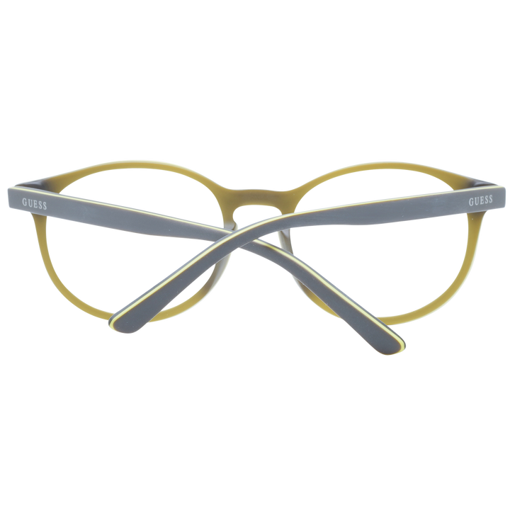 Unisex black round eyeglasses with yellow accents and silver hinge dots, plastic frame, retro style