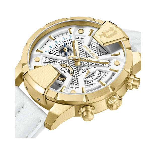 Police Gold-Tone Chronograph Leather Watch