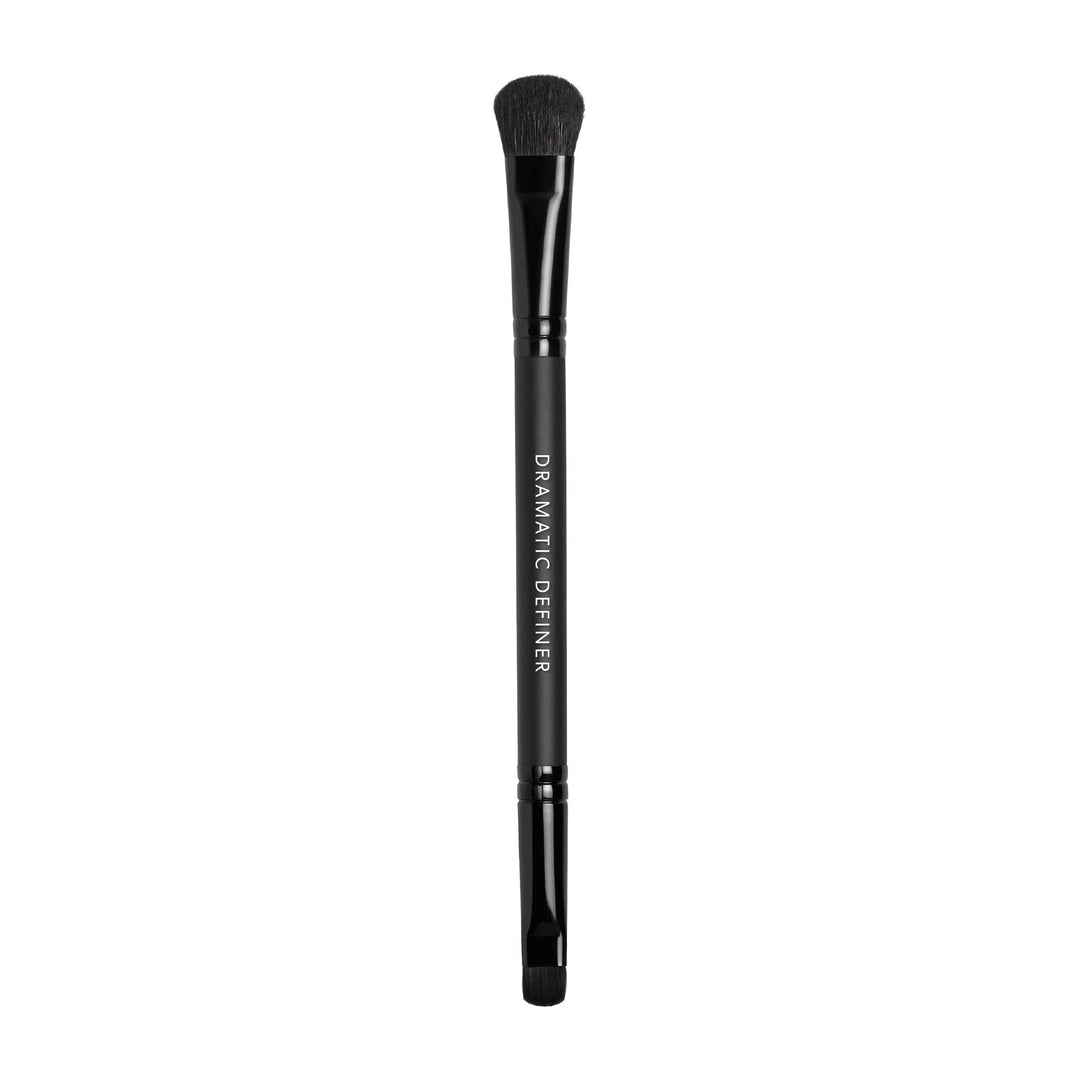 Bare Minerals Double-Ended Synthetic Eye Brush: brush with two heads and FSC wooden handle in recyclable box